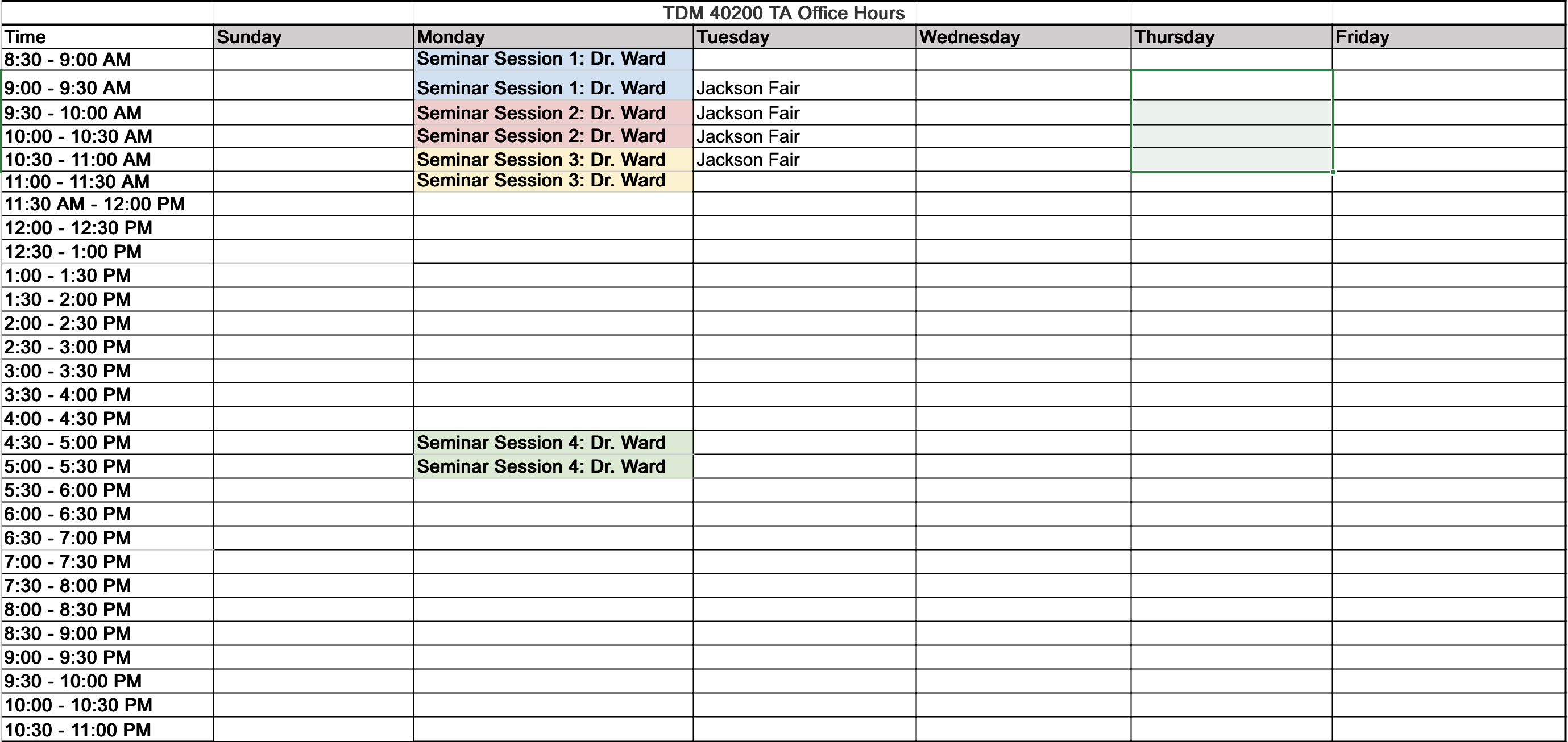 TDM 402 Office Hours